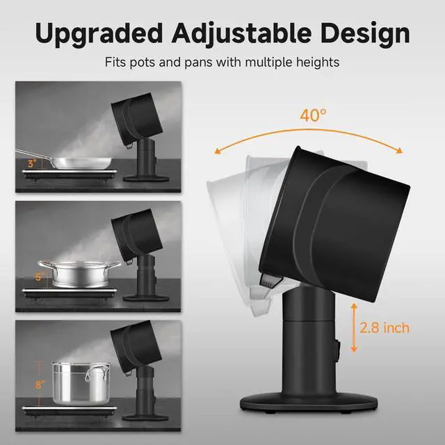 Alt view image 2 of 7 - Portable Range Hood - 4-Speed Adjustable Exhaust Fan with Telescoping Height & 40° Tilt Low Noise 52dB, Large-Caliber Aluminum Filter + Oil Cup & 10 Carbon Cotton Filters for Indoor BBQ/Hot Pot/RV