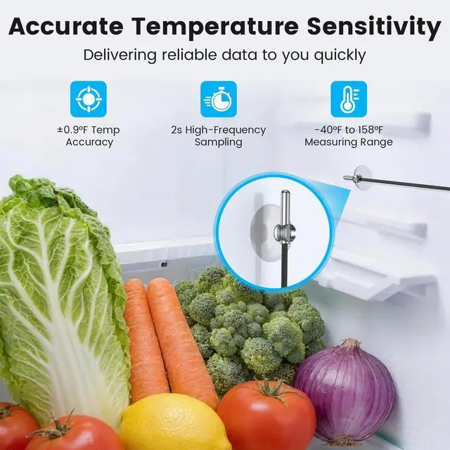 Alt view image 3 of 7 - Upgraded Refrigerator Thermometer with Alarm, Smart Digital WiFi Freezer Thermometer with App Control, Buzzer Alerts & LCD Backlit Display for Fridge, Freezer, Hot Tub(Only Support 2.4G Wi-Fi)