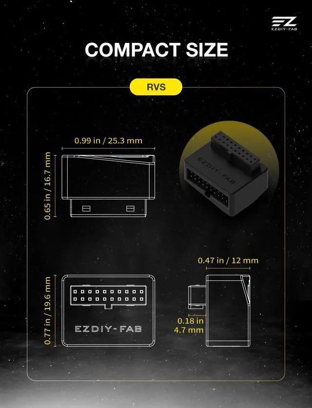 Alt view image 7 of 7 - USB 3.2 Gen 1 19-Pin 90 Degree L-Shape Adapter, Motherboard USB 3.0 Internal Header Adapter,19-Pin Male to Female Converter for Front Panel USB-A, Black -RVS