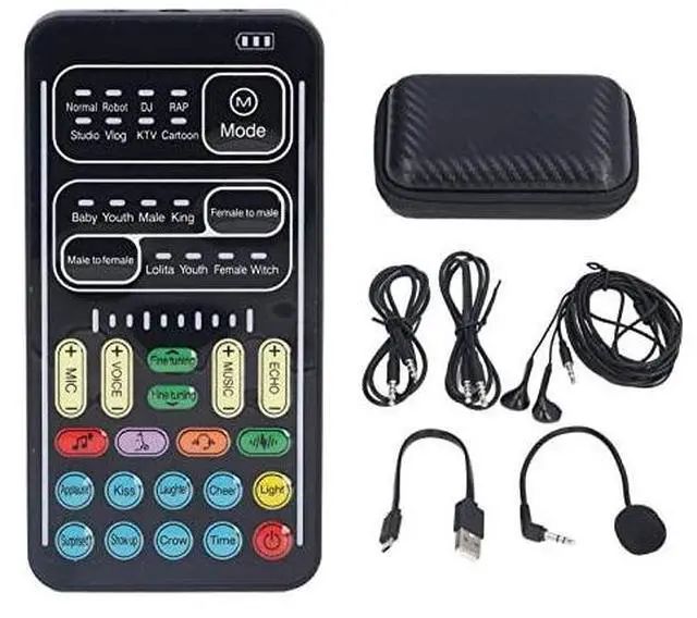 Main image of Portable Voice Changer, I9 Voice Changer Set - Multifunction Portable Mini Sound Card Sound Board for PS4, PS5, One, PC, Phone, Laptops with Adjustable Voice Functions