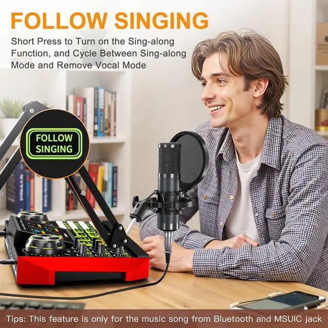 Alt view image 5 of 7 - G9 Podcast Equipment Bundle,Audio Mixer Sound Board Live Sound Card,Podcast Microphone Bundle with 3.5mm Condenser Mic for PC & Phone,Podcasting,Live Streaming,Singing,Gaming,Voice Changer,Dj Set