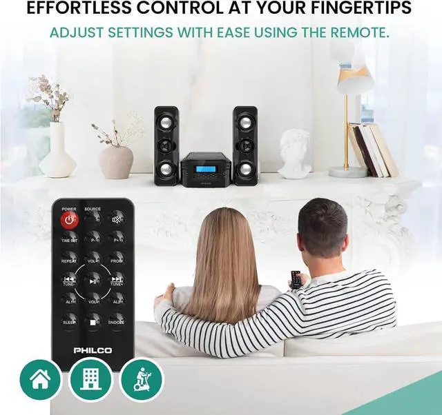 Alt view image 4 of 7 - Stereo Shelf Systems Compact CD Shelf System with Digital FM Stereo Radio, Bluetooth Wireless Technology, and Remote Control in Black | LCD Display | MP3 & AUX Port Compatible | USB Playback