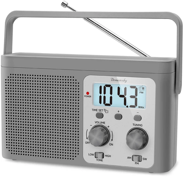 Main image of AM FM Radio Portable Shortwave Radio Battery Powered/Plug in Wall for Home Outdoor, Strong Reception, Large Dial Easy to Use, Digital Time Display, Transistor Antenna, Seniors Small Gift