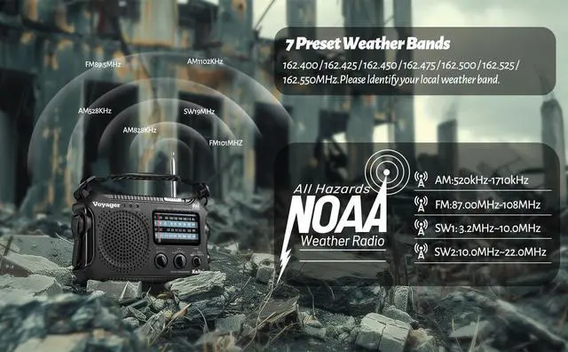 Alt view image 6 of 7 - KA500 5-way Powered Emergency AM/FM/SW NOAA Weather Alert Radio with Solar,Dynamo Crank,Flashlight and Reading Lamp, Color Black