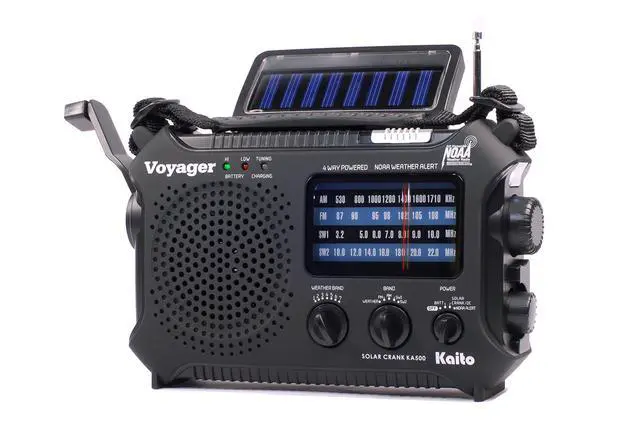Alt view image 2 of 7 - KA500 5-way Powered Emergency AM/FM/SW NOAA Weather Alert Radio with Solar,Dynamo Crank,Flashlight and Reading Lamp, Color Black
