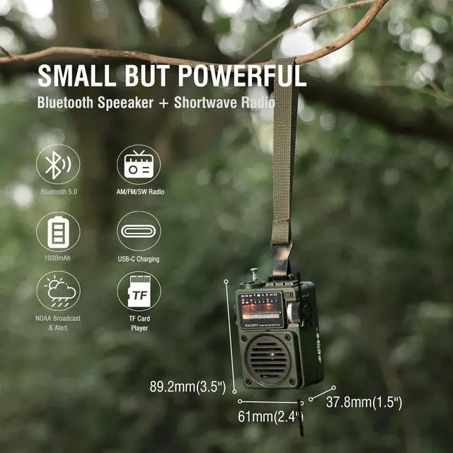 Alt view image 3 of 7 - RF750 Portable Shortwave Radio AM/FM/SW/WB Receiver with NOAA Alerts - Pocket Retro Mini Radio Rechargeable, w/ 9.85 Ft Wire Antenna