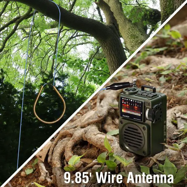 Alt view image 5 of 7 - RF750 Portable Shortwave Radio AM/FM/SW/WB Receiver with NOAA Alerts - Pocket Retro Mini Radio Rechargeable, w/ 9.85 Ft Wire Antenna