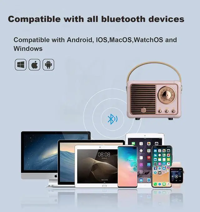 Alt view image 3 of 7 - Retro Bluetooth Speaker, Vintage Decor, Small Wireless Bluetooth Speaker, Cute Old Fashion Style for Kitchen Desk Bedroom Office Outdoor,Birthday Gifts Ideas for Women Teenage