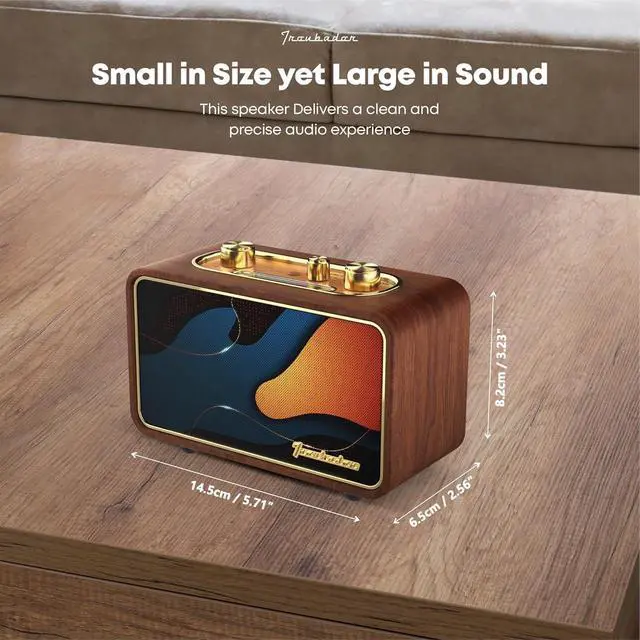 Alt view image 6 of 7 - Wooden Retro Bluetooth Speaker, Vintage Portable Wireless Speaker with Interchangeable Faceplates, FM Radio, Subwoofer& Rotary Dial- Ideal for Music Lovers (Apur Retro Wood)