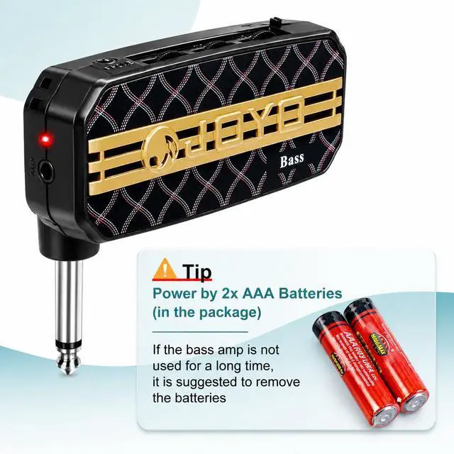 Alt view image 7 of 7 - Bass Headphone Amp Portable Mini Practice Amplifier with Aux Input, 3.5mm Headphone Output, Tone Control, Battery Powered Pocket Bass Amp for Silent Practice (JA-03)