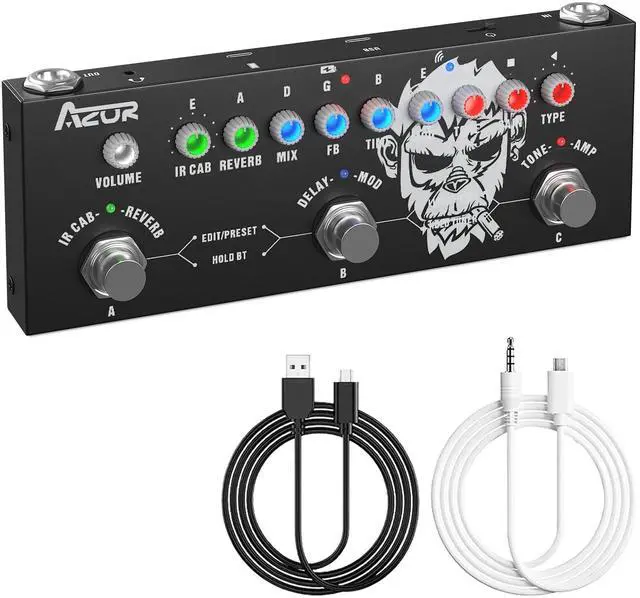Main image of Multi Effects Guitar Pedal, 9 AMP Models & 8 IR Cab, Delay Reverb Distortion Overdrive, Rechargeable Portable Guitar Effects Processor, Support 3rd Party IR Loading, Bluetooth & Recording
