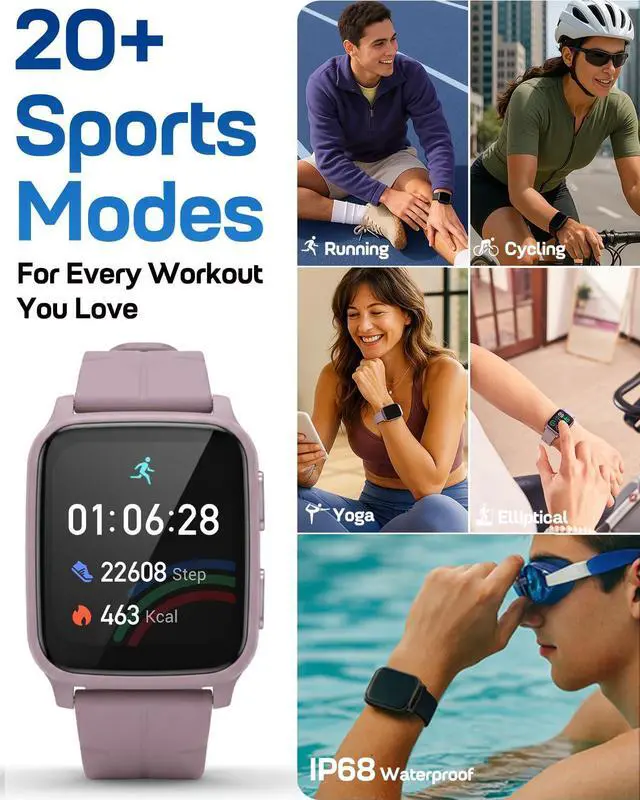 Alt view image 5 of 7 - Fitness Tracker with 24/7 Heart Rate & Blood Pressure Monitor, Blood Oxygen & Sleep Tracker, Smart Watch with Step Calorie Counter, IP68 Waterproof Activity Tracker for Women Men Android iOS
