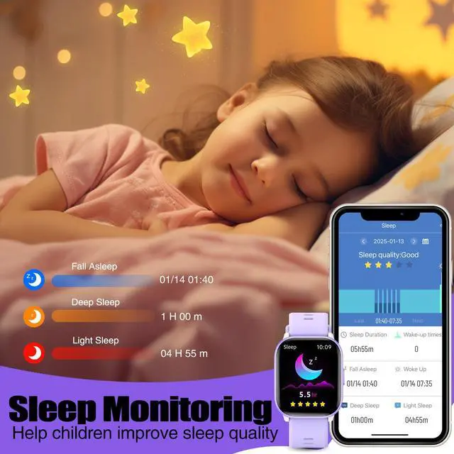 Alt view image 5 of 7 - Kids Watch with 19 Sport Modes, 1.5 Girls Smart Watch, Sleep Tracking, Heart Rate, Pedometer, No APP/Phone Required, IP68 Waterproof, Kids Fitness Tracker, Gifts for Girls Teens Age 6-15