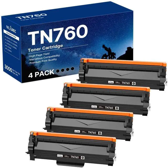Main image of Compatible Toner Cartridge Replacement for Brother TN760 TN-760 TN730 with HL-L2350DW HL-L2370DW MFC-L2750DW DCP-L2550DW Printer (Black 4 Pack)