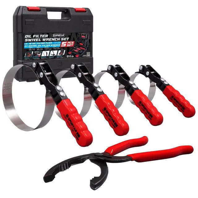 Main image of Swivel Oil Filter Wrench Set of 5 Adjustable Wrench 2-3/4" to 5-1/4" (70-133mm) 12" Universal Oil Filter Removal Tool for 4S Shop Auto Repair Mechanic DIY Generator Small Engine