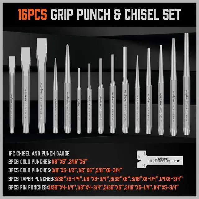 Alt view image 4 of 7 - 28-Piece Heavy Duty Punch and Chisel Set, Including Taper, Cold Chisels, Pin, Center Punch