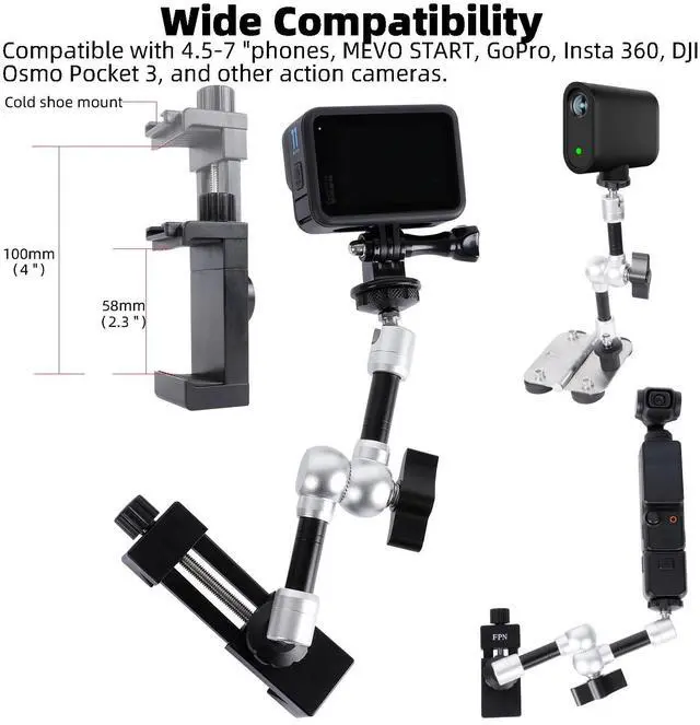 Alt view image 5 of 7 - Magnetic Phone Fence Post Mount + Fence Clip Kit for Gamechanger for Mevo Start, GoPro, iPhone, DJI Osmo Pocket 3 and Action Cameras, for Recording Baseball,Softball and Tennis Games