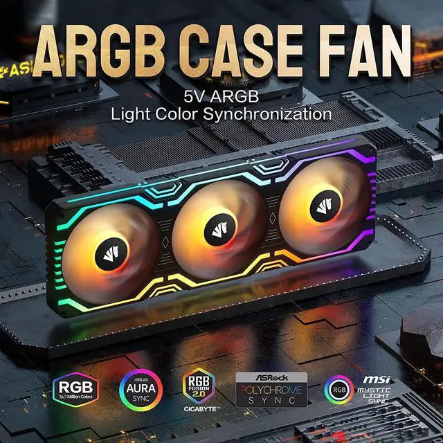 Alt view image 2 of 7 - Matrix 360mm PC Fan, 56 Addressable LEDs RGB Fans, All-in-One Square Frame Integrated RGB Case Fan with MB Sync/Analog Controller, PWM Control Fan for Computer Case and Liquid Cooling System