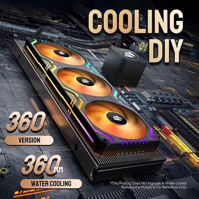 Alt view image 7 of 7 - Matrix 360mm PC Fan, 56 Addressable LEDs RGB Fans, All-in-One Square Frame Integrated RGB Case Fan with MB Sync/Analog Controller, PWM Control Fan for Computer Case and Liquid Cooling System