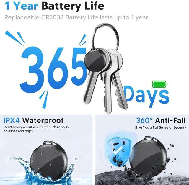 Alt view image 5 of 7 - 2026 Air Tracker Tags-4 Pack 5.3 Smart Bluetooth Tracker Tag Work with Apple Find My (iOS Only) Key Finder Item Locator for Keys, Luggage,Wallet, Backpack, Pets,etc. (4, Black)