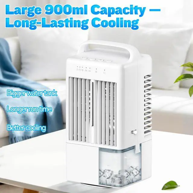 Alt view image 5 of 7 - Portable Air Conditioners - Mini Evaporative Air Cooler for Room - Cooling Fan with Oscillating - 900ml Water Tank Air Conditioners Portable - AC Fan with 3 Speed Timer and 7 Colors Light (White)
