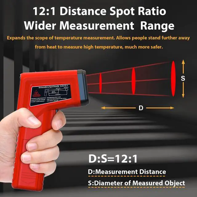 Alt view image 7 of 7 - Laser Thermometer Gun Non-Contact Infrared Temperature Gun,-58°F~986°F(-50°C~530°C) AdjustableEmissivity,Digital Thermometer Gun for Industrial,Kitchen Cooking,Oven,Automotive,HVAC,Not for Human