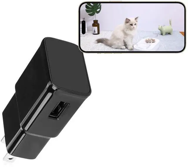 Main image of Hidden Spy Camera, USB Charger Design, 1080P HD, Motion Detection, Loop Recording, WiFi, Indoor Home Security Nanny Cam, Black