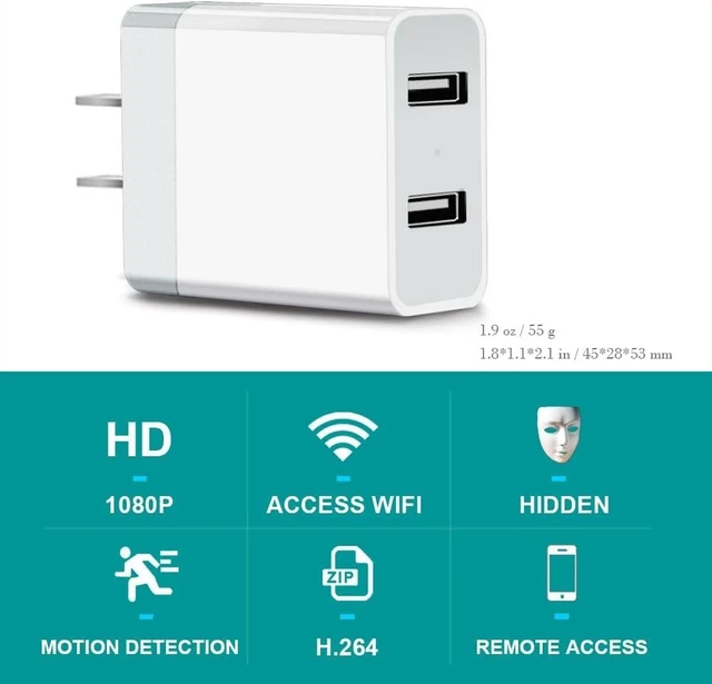 Alt view image 2 of 6 - 1080P Charger Camera,Mini Wireless WiFi Indoor Security Camera | Motion Detection;Loop Recording;2.4G WIFI;APP Control;Engineering mode