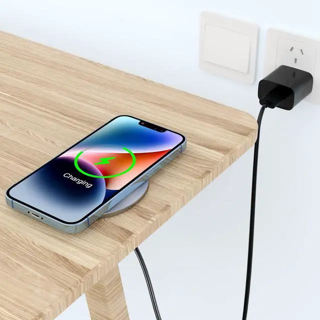 Alt view image 6 of 7 - Desk Wireless Charger - 15W Max Invisible Desktop Grommet Power Fast Wireless Charging Pad Furniture Desk Nightstand Station for iPhone 16/15/14/13/12, Samsung and Qi-enabled Devices
