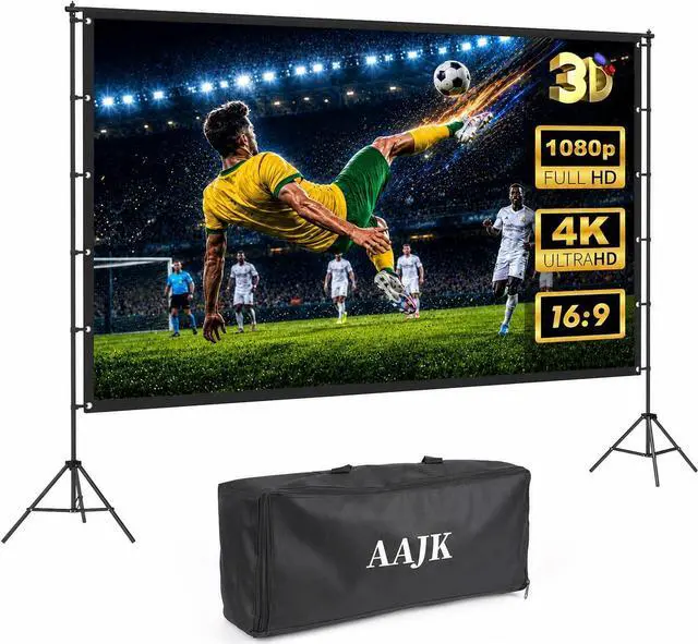Main image of 120in Outdoor Projector Screen with Stand,Portable 16:9 4K HD Indoor Outdoor Projection Screen with Wrinkle-Free Design, Ideal for Home Theater and Backyard Cinema Includes Carry Bag