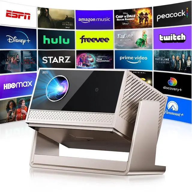 Main image of Smart 4K Projector with WiFi and Bluetooth - Portable Movie Projector with Stand,1000 ANSI Lumens, 4K Support, Native 1080p, AI Image, Built in Apps, Short Throw Proyector