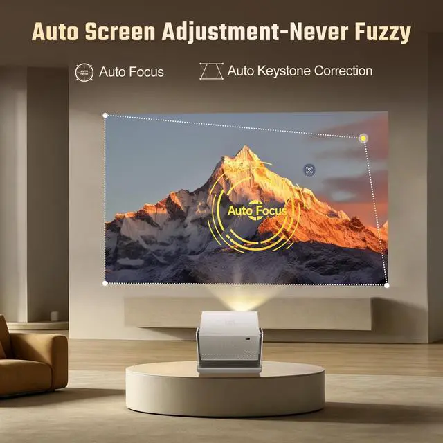 Alt view image 6 of 7 - Smart 4K Projector with WiFi and Bluetooth - Portable Movie Projector with Stand,1000 ANSI Lumens, 4K Support, Native 1080p, AI Image, Built in Apps, Short Throw Proyector
