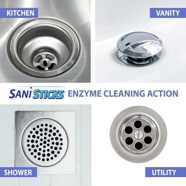 Alt view image 5 of 6 - SANI 360° Sani Sticks Drain Cleaner and Deodorizer, 24 Count, Lemon Scent Enzyme Pipe Cleaners, Eliminate Odors, Prevent Clogged Drains, Safe for Sinks, Bathtub Drains, Septic Tanks