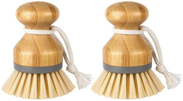 Main image of MR.SIGA Bamboo Palm Brush, Scrub Brush for Dishes Pots Pans Kitchen Sink Cleaning, Pack of 2