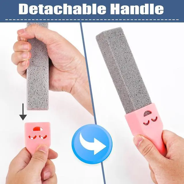Alt view image 2 of 7 - Navona 8 Pack Pumice Stone Scouring Sticks with 2 Universal Handles, Grey Pumice Stone Cleaner for Cleaning Toilets, Bathrooms, Kitchens, Spas and Pools