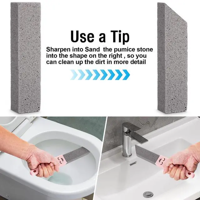 Alt view image 7 of 7 - Navona 8 Pack Pumice Stone Scouring Sticks with 2 Universal Handles, Grey Pumice Stone Cleaner for Cleaning Toilets, Bathrooms, Kitchens, Spas and Pools