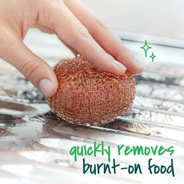 Alt view image 5 of 7 - Scotch-Brite Copper Coated Scrubbers, Scouring Pads for Cleaning Tough Baked-On Messes, Metal Scrubbers for Cleaning Dishes, 3 Scrub Pads