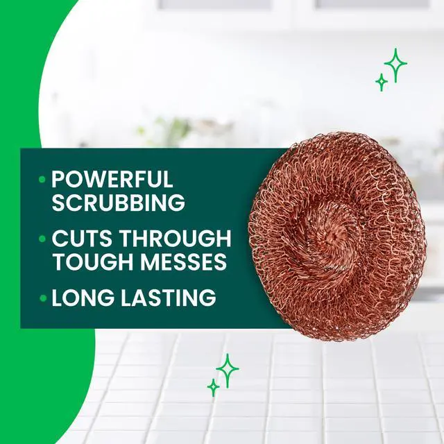 Alt view image 3 of 7 - Scotch-Brite Copper Coated Scrubbers, Scouring Pads for Cleaning Tough Baked-On Messes, Metal Scrubbers for Cleaning Dishes, 3 Scrub Pads