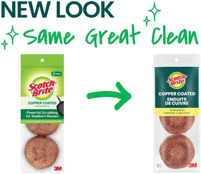 Alt view image 2 of 7 - Scotch-Brite Copper Coated Scrubbers, Scouring Pads for Cleaning Tough Baked-On Messes, Metal Scrubbers for Cleaning Dishes, 3 Scrub Pads