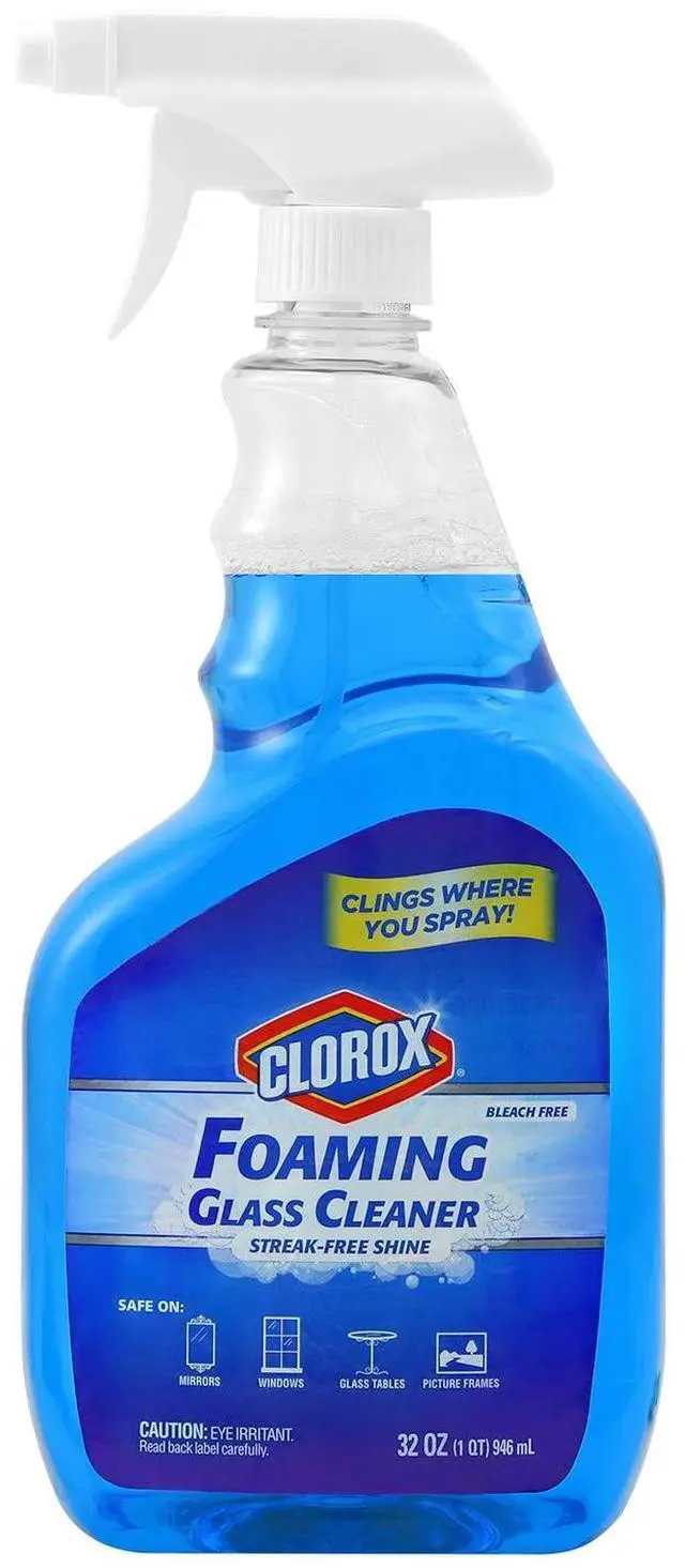 Main image of Clorox Foaming Glass Cleaner Trigger Spray, Streak Free No Drip Formula for Windows, Mirrors, and Glass Surfaces, All Purpose Household Cleaning Spray in Fresh Scent, 32 Ounce