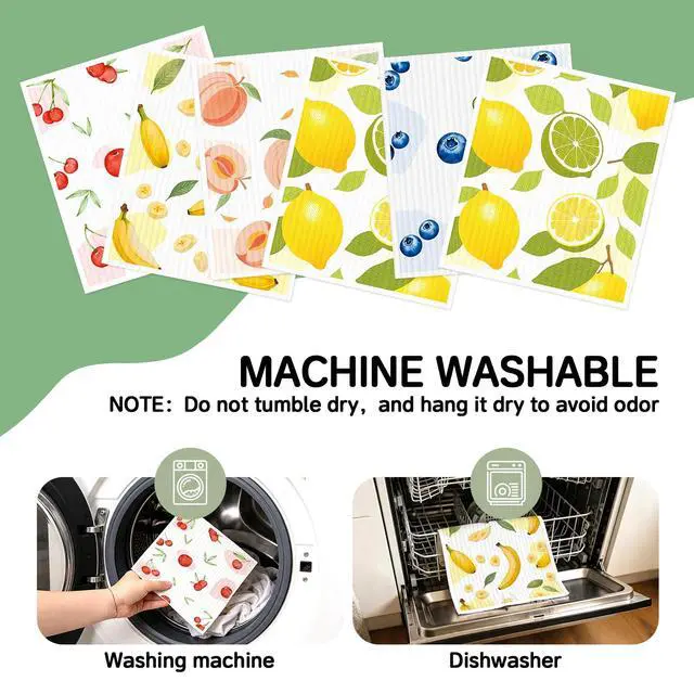 Alt view image 5 of 7 - Aitoper Swedish Dishcloths for Kitchen, 6 Pack, Reusable Paper Towels Washable, Super Absorbent Dish Drying Rags, Fast Dry Non-Scratch Cloths for Washing Dishes, Biodegradable