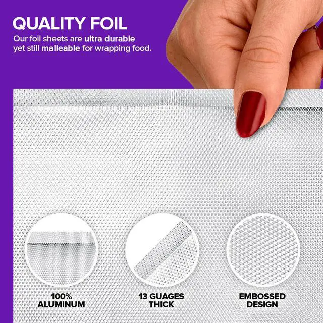 Alt view image 3 of 7 - Pre-Cut Deli Aluminum Foil Sheets,100 Count - Heavy Duty 9x10' Pop Up Sheet for Burrito, Hot Dogs & Sandwiches