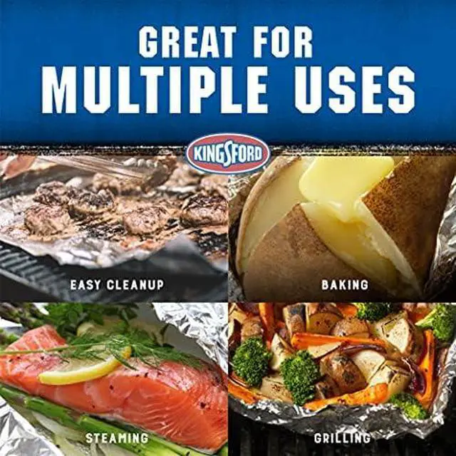 Alt view image 2 of 7 - Kingsford Heavy Duty Pop-Up Grilling Foil Sheets, Pre-Cut Aluminum Foil Sheets for BBQ, Smoking, Roasting, Baking and Food Storage, Disposable Food Wrap, No Cutting Needed, 50 Count