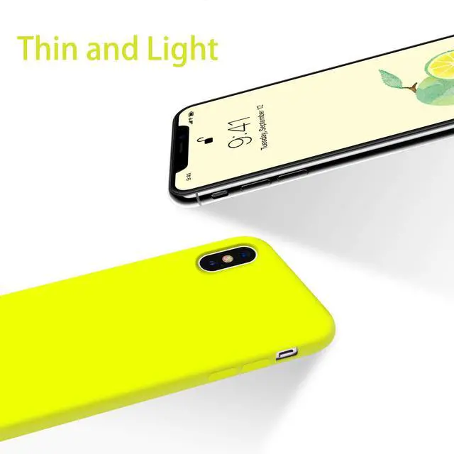 Alt view image 2 of 7 - OTOFLY Liquid Silicone Gel Rubber Full Body Protection Shockproof Case for iPhone Xs/iPhone XAnti-Scratch&Fingerprint Basic-CasesCompatible with iPhone X/iPhone Xs, (Fluorescent Yellow)