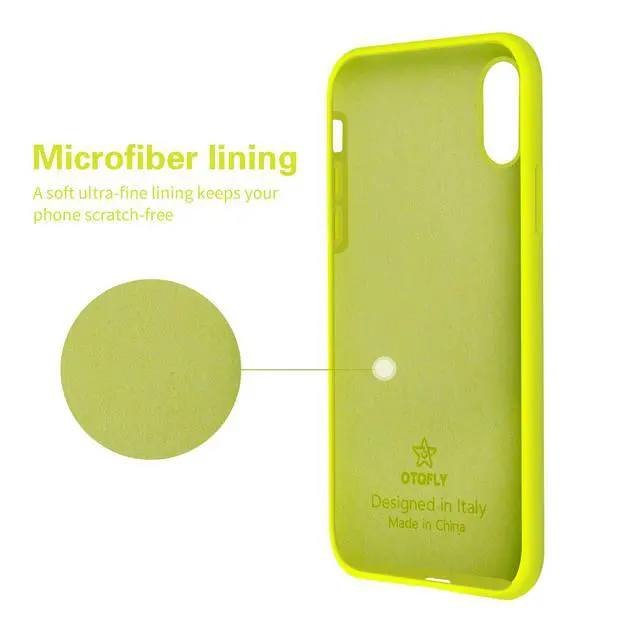 Alt view image 4 of 7 - OTOFLY Liquid Silicone Gel Rubber Full Body Protection Shockproof Case for iPhone Xs/iPhone XAnti-Scratch&Fingerprint Basic-CasesCompatible with iPhone X/iPhone Xs, (Fluorescent Yellow)