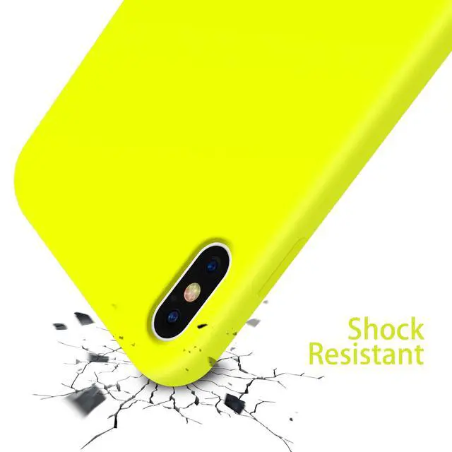 Alt view image 7 of 7 - OTOFLY Liquid Silicone Gel Rubber Full Body Protection Shockproof Case for iPhone Xs/iPhone XAnti-Scratch&Fingerprint Basic-CasesCompatible with iPhone X/iPhone Xs, (Fluorescent Yellow)