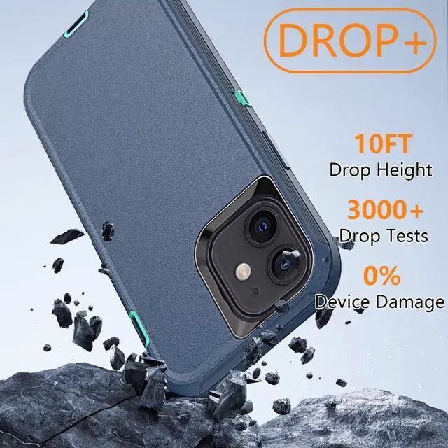 Alt view image 4 of 5 - YmhxcY iPhone 12 Case & 12 Pro Case, Heavy Duty Shockproof 3-Layer Protection, Compatible Blue/Turquoise (6.1 inch)