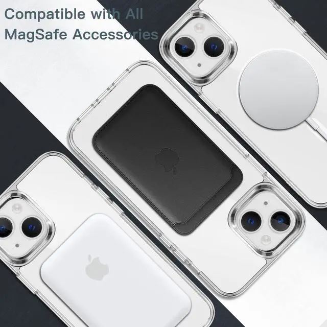 Alt view image 4 of 7 - JETech Magnetic Case for iPhone 14 6.1-Inch Compatible with MagSafe Wireless Charging, Shockproof Phone Bumper Cover, Anti-Scratch Clear Back (Clear)