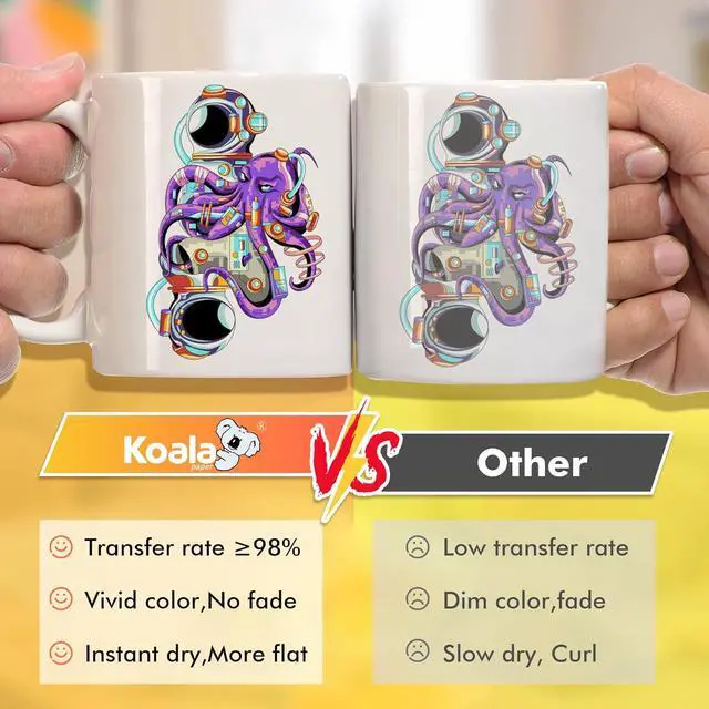 Alt view image 2 of 7 - Koala Sublimation Paper 11x17 inches Easy to DIY T-shirts, Tumblers, Mugs Only Compatible with Inkjet Sublimation Printer Sublimation Ink 100 sheet 123g