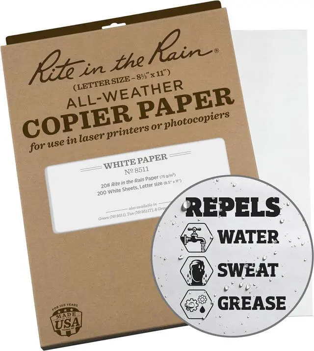 Main image of Rite in the Rain Weatherproof Copier Paper, 8.5" x 11", 20# White, 200 Sheet Pack (No. 8511X)